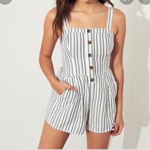 Hollister white & denim romper size s
